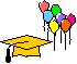 Graduation cap and balloons